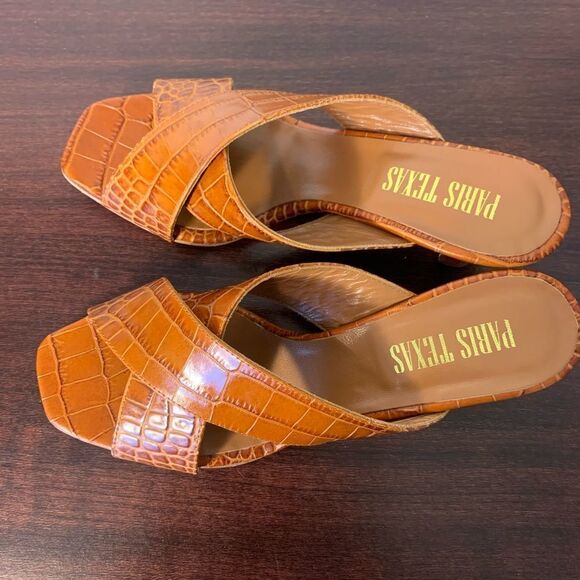 Paris Texas  leather croc embossed crisscross sandal’s size 7 - Picture 8 of 12